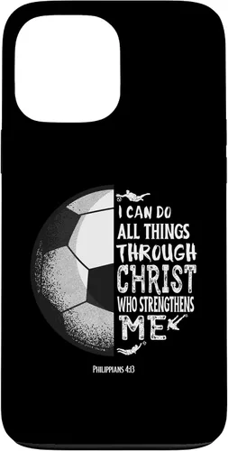 Vista 24 de Funda para iPhone 17 con versículo bíblico de fútbol Christian Sayings Philippians 4:13