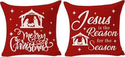 Vista 16 de ITFRO Juego de 2 fundas de almohada de algodón y lino, decoración de Navidad, decoración de pinos, árboles de pino, plantas del bosque, funda