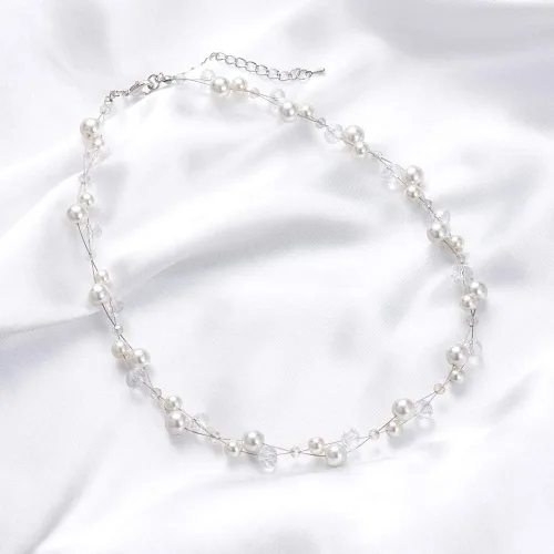 Vista 5 de Collar corto de turquesa con cuentas para mujer, joyería de moda con perlas y cuentas de cristal, regalos de cumpleaños para mujer