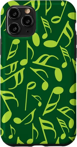 Vista 26 de Funda para iPhone 11 Pro Max con notas musicales verdes