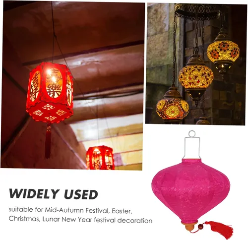 Vista 3 de Linterna colgante retro vietnamita para decoración de jardín, diseño floral tradicional para bodas, festivales, fiestas y decoración del hogar