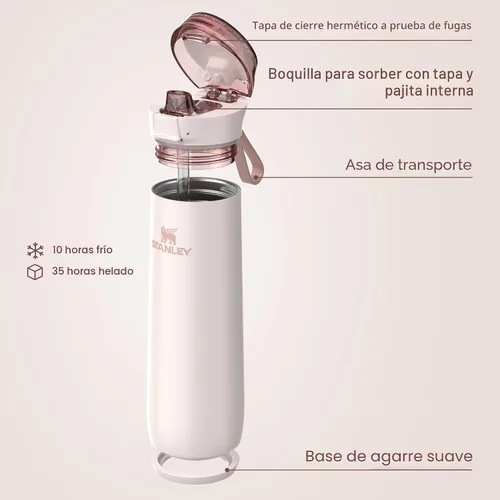Vista 4 de STANLEY Flowstate - Botella de resorte, 20 onzas, cuarzo rosa