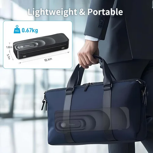 Vista 8 de Impresora térmica portátil A4 3 rollos de papel térmico y 2 papeles plegables incluidos Impresora Bluetooth sin tinta con funda de transporte