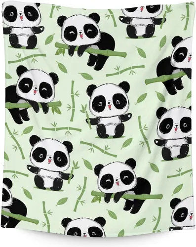 Vista 10 de Manta de panda para regalar – Manta de 30 x 40 pulgadas para niños – Mantas blancas de felpa suave para sofá, oficina