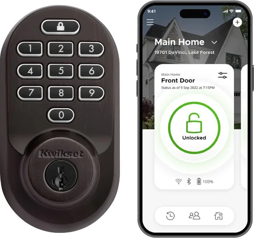 Vista 11 de Kwikset Halo - Cerradura inteligente Wi-Fi, cerradura de puerta sin llave con cerrojo, desbloqueo automático por geocerca, certificación grado AAA