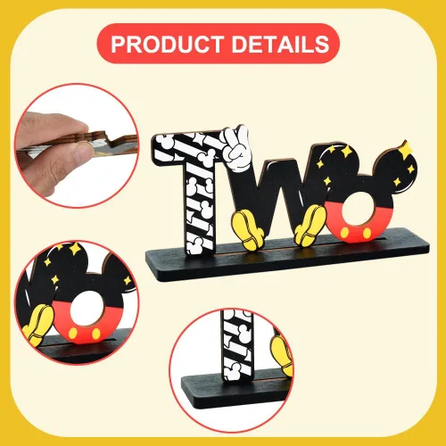 Vista 3 de TONIFUL Red Mouse Suministros para Fiesta de 2º Cumpleaños Centros de Mesa - Diseño Temático de Ratón Rojo y Madera Resistente para Recuerdos