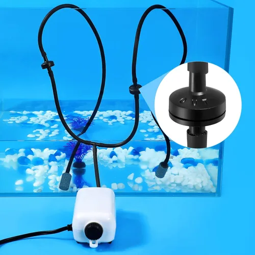 Vista 6 de AQUANEAT Tubo de aerolínea de acuario de 14 pies, tubo estándar de 3/16 pulgadas, accesorios de bomba de aire, con piedras de aire, válvulas de Negro