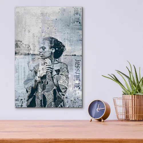Vista 8 de Epic Art Andrea Haase - Arte de pared de cristal acrílico con texto en inglés "Los Angeles City Girl Blue Grey", 12 x 16 pulgadas