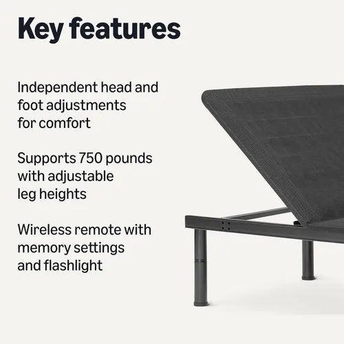 Vista 3 de Amazon Basics Base de cama ajustable de metal con control remoto inalámbrico, tamaño individual XL