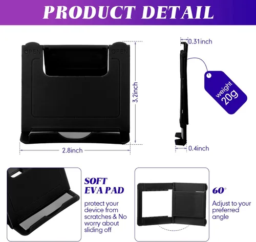 Vista 2 de Macarrie 24 soportes para teléfono celular, soporte universal plegable para tablet para escritorio, compatible con teléfonos inteligentes 13, 12, 11