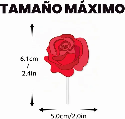 Vista 3 de 18 piezas de decoración de postre de rosas rojas para decoración de postre para el día de San Valentín, boda, aniversario, despedida de soltera