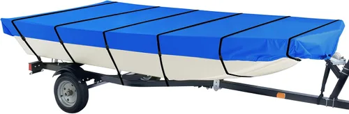 Vista 8 de iCOVER Cubierta para lancha Jon de 12 pies, cubierta impermeable de poliéster de grado marino resistente a los rayos UV, cubierta de amarre