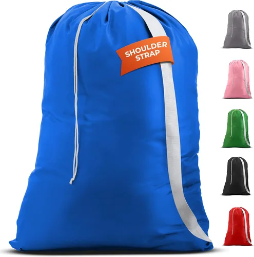 Vista 12 de Bolsa de lavandería Handy Laundry con correa de hombro - Cierre de cordón con bloqueo, material duradero, gran capacidad, costuras resistentes