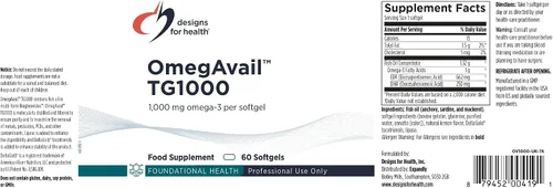 Vista 5 de Designs for Health OmegAvail TG1000 - Suplemento de aceite de pescado TG (triglicérido) con EPA/DHA - Altamente concentrado 1000 mg de omega-3 por