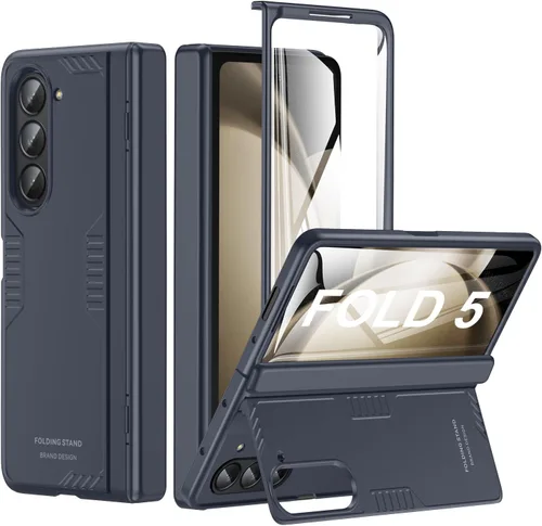 Vista 14 de Funda para Samsung Z-Fold-5: [Soporte oculto] [Carga inalámbrica] Funda delgada con protección de bisagra ligera con protector de pantalla - Funda