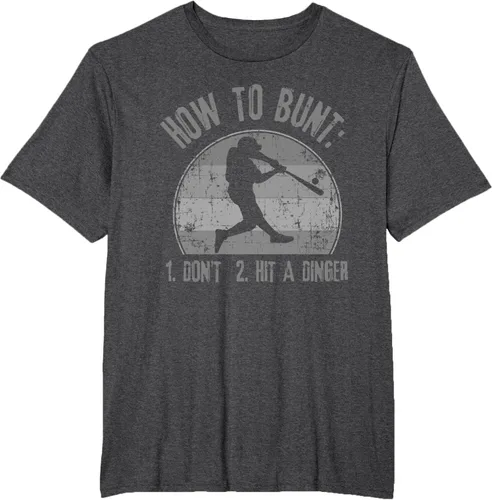 Vista 22 de Cómo Bunt Don't Hit A Dinger - Camiseta divertida de béisbol y sóftbol, Negro, S