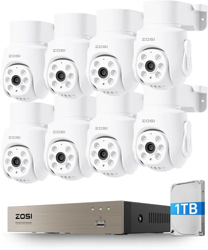 Vista 11 de ZOSI Paquete de 2 cámaras de seguridad HD 1080P de 2.0 MP, visión nocturna de 80 pies, cámaras domo CCTV para interiores y exteriores, para sistema