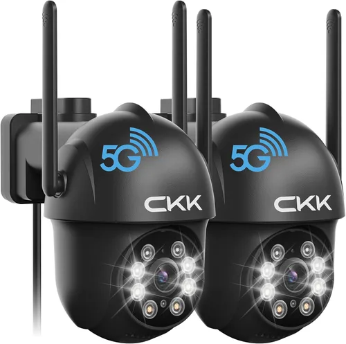 Vista 10 de CKK Poder con cable al aire libre de la cámara de seguridad 2K, cámaras Paquete de 4