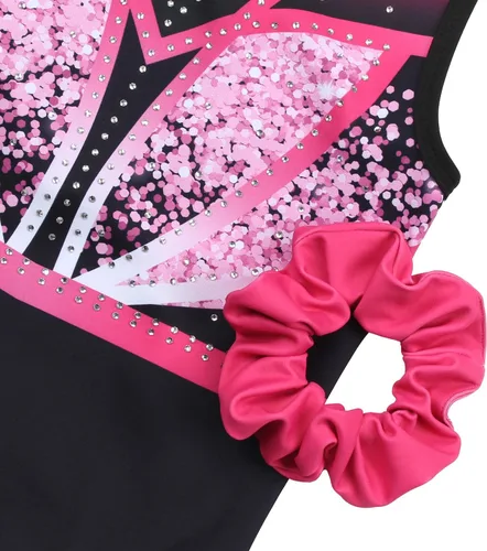 Vista 119 de MODAFANS Leotardos de gimnasia para niñas brillantes para bailar ballet, pantalones cortos con espalda cruzada