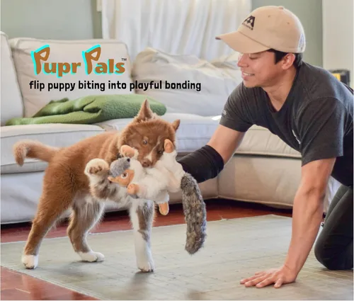 Vista 2 de Milunova Pupr Pals - Marioneta de juguete para perros y gatos con acolchado resistente para un juego interactivo seguro, protección para evitar que
