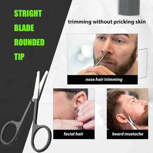 Vista 6 de Tijeras pequeñas de aseo facial para hombres y mujeres, para cejas, pelo de nariz, bigote, barba, pestañas, kit de recortar orejas, tijeras