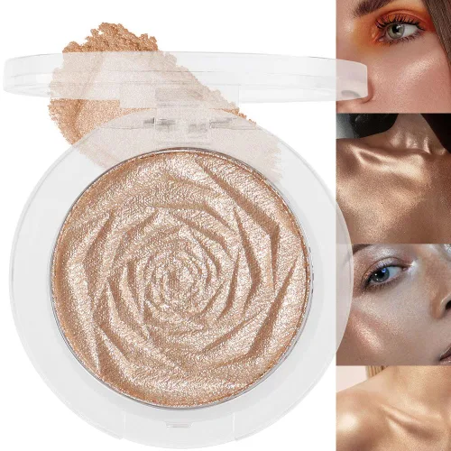 Vista 13 de evpct Iluminador facial de perla blanca y plata, maquillaje de brillo con purpurina de diamantes brillantes, paleta de sombras de ojos en polvo