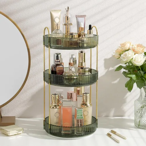 Vista 11 de Aveniee Organizador de maquillaje giratorio de 360 grados para tocador, organizadores de baño mejorados para perfume y cuidado de la piel