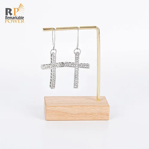 Vista 3 de Colgante de cuentas de plata con dije de cruz de diamantes de imitación para pulsera y joyería