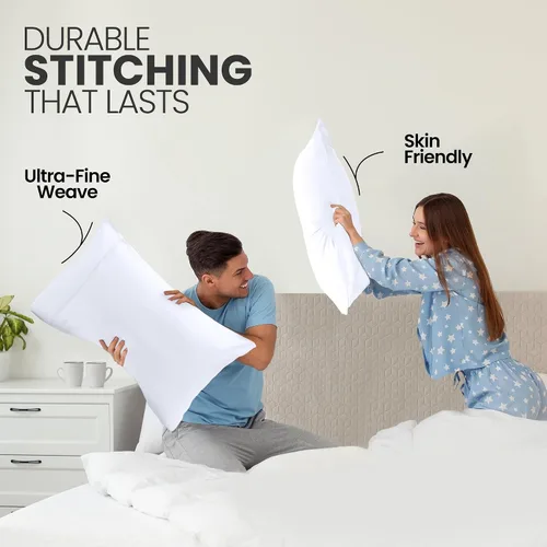 Vista 4 de Utopia Bedding Fundas de almohada estándar, paquete de 2, cierre de sobre, tela de microfibra cepillada suave, fundas de almohada resistentes al