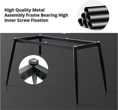 Vista 7 de LKTART Mesa de comedor ovalada blanca de 62.5 pulgadas con mesa de piedra sinterizada y patas de metal (sin sillas)