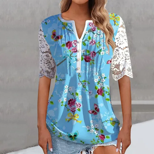 Vista 2 de Womens Cotton Long Sleeve Shirt Tops for Women Comfortable Trendy Suitable See Through Mesh Sweatshirt Elderly