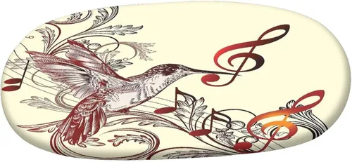 Vista 3 de Mantel ovalado ajustable para mesa de patio, mantel de poliéster elástico de colibríes, mantel ajustable con estampado musical de pájaros voladores
