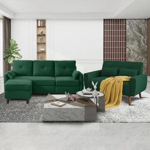 Vista 12 de Sofá Seccional Convertible, Sofá Pequeño en Forma de L de 77" de 3 Asientos con Chaise de Almacenamiento Reversible, Sofá Moderno de Tela