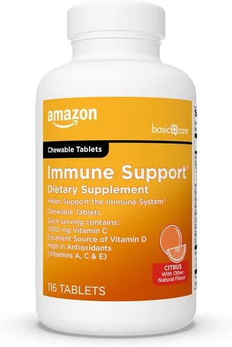 Vista 9 de Amazon Basic Care - Tabletas masticables, tabletas masticables de cítricos de apoyo inmunológico, 116