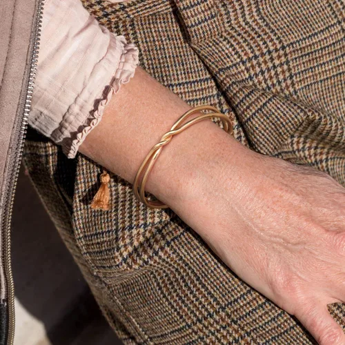 Vista 6 de PEARLADA Brazalete de oro de 18 quilates para mujer, pulsera gruesa y abierta, ajustable, joyería de moda