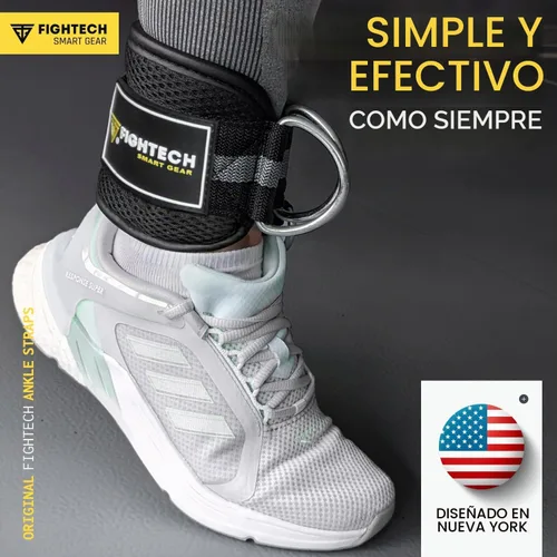 Vista 5 de FIGHTECH Ankle Straps Cable Machine Attachment for Gym - Cable Kickback Ankle Straps - Padded Ankle Cuffs for Glute Kickbacks and Leg Workouts Negro
