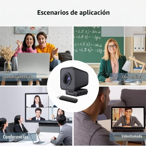 Vista 6 de TOALLIN Cámara web inalámbrica HD 1080P para PC, micrófono con cancelación de ruido incorporado, cámara de computadora inalámbrica
