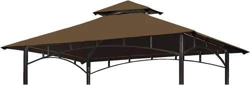 Vista 11 de Toldo de Repuesto para Pérgola de Parrilla - Wonwon Techo de Pérgola 5x8 pies Cubierta de Techo de BBQ de Doble Nivel al Aire Libre Refugio de Caqui