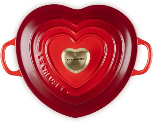 Vista 2 de Le Creuset - Corazón de hierro fundido esmaltado Cocotte, 1.25 cuartos de galón, color cereza Cerise