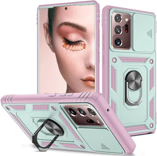 Vista 25 de Funda para Samsung Galaxy Note 20 Ultra 5G con ranura para tarjetero de cámara deslizante, grado militar, resistente, a prueba de golpes, funda