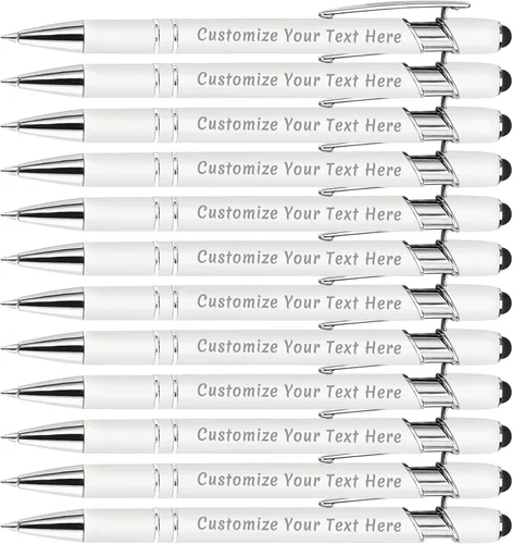 Vista 81 de Aolun Bolígrafo personalizado, bolígrafo grabado personalizado con lápiz capacitivo, 12 unidades, metal suave al tacto, introduce el nombre, Naranja