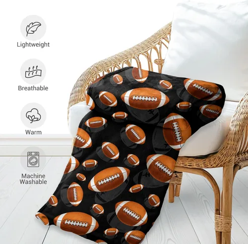 Vista 5 de Jekeno Manta de fútbol americano, regalos para niños, hijos, hombres, papá, marido, cumpleaños, Navidad, fiesta, decoración temática deportiva