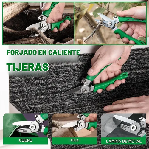 Vista 8 de SK 7" Tijeras resistentes de uso múltiple, tijeras forjadas en caída, cuchillas CR-V con bloqueo de seguridad, empuñaduras cómodas