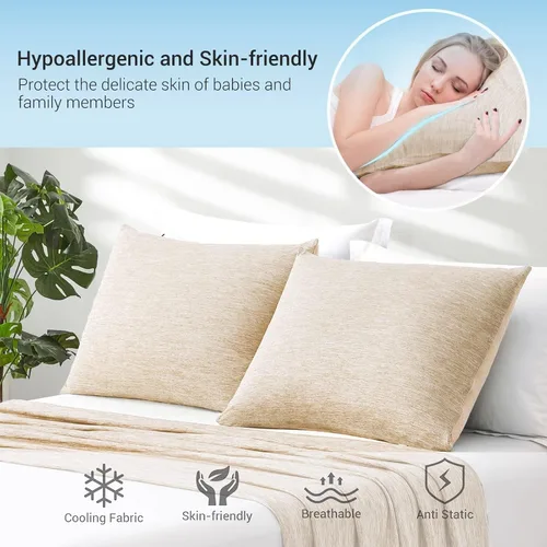 Vista 6 de Marchpower Fundas de almohada refrescantes para personas que duermen con calor, Fundas de almohada japonesas de enfriamiento Arc Chill, juego de 2