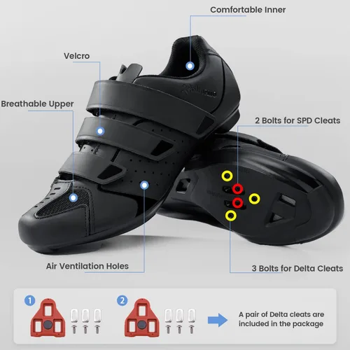 Vista 5 de Peloton - Zapatos de ciclismo para hombre 2 y 3 Bolt Look Delta Cleat Spin Bike Shoes Compatible con clips SPD Perfecto para ciclismo