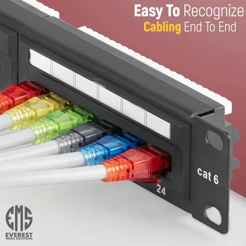Vista 4 de Everest Media Solutions EMS RJ45 Cat6 - Conectores de paso y botas de alivio de tensión, varios colores, paquete de 50/50 EZ para crimpar enchufe