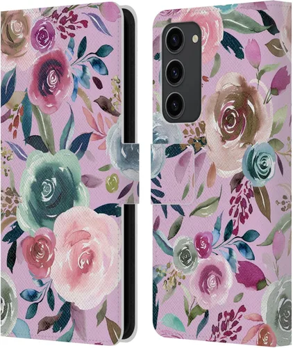 Vista 17 de Head Case Designs Officially Licensed Ninola Abstract Poppies Lilac Floral Leather Wallet Case Compatible with Samsung Galaxy A07 4G
