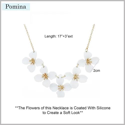 Vista 3 de POMINA Collar con pechera de flores florales, collar corto para mujer, aretes de flores