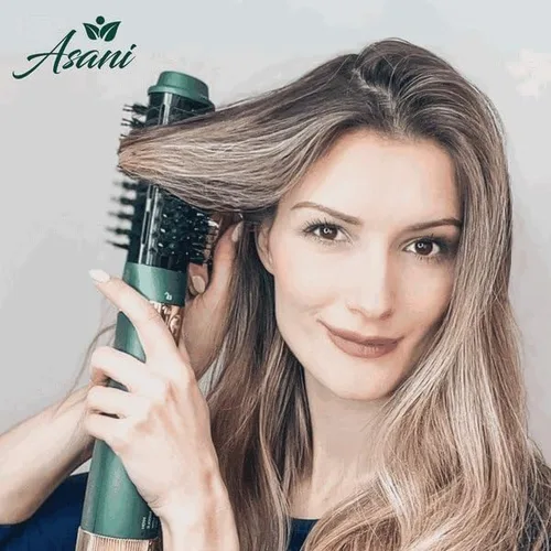 Vista 5 de Asani Cepillo de aire caliente multiusos - Secador de pelo con cabezales intercambiables para rizar, alisar y dar volumen, cepillo de peinado