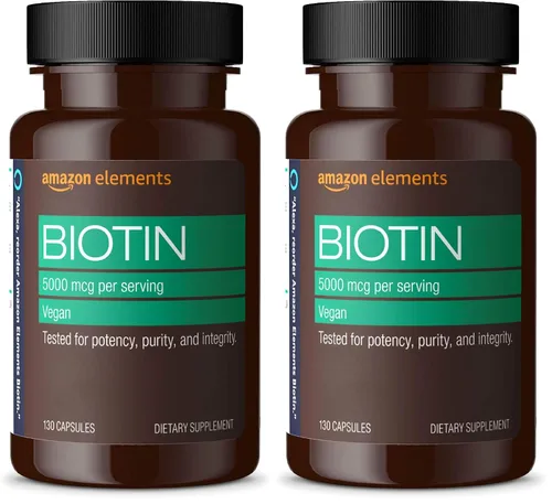 Vista 5 de Biotina de Amazon Elements de 5,000 mg, vegana; 130 cápsulas